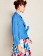 Blue jacket with bow