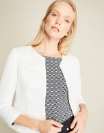 Short beige jacquard jacket