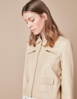 Beige leather windbreaker