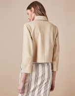 Beige leather windbreaker