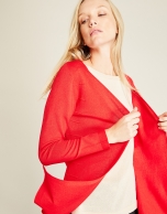 Red structured cardigan