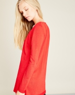 Red structured cardigan