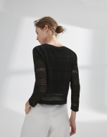 Black openwork cardigan