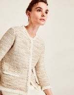 Short beige knit jacket