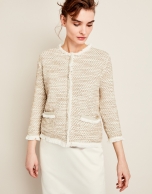 Short beige knit jacket