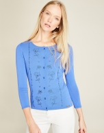 Blue embroidered sweater