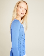 Blue embroidered sweater