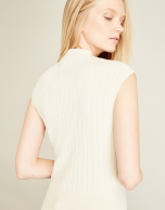 Beige, wrapped, ribbed top