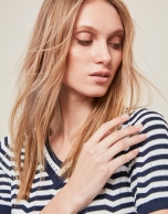 Blue short-sleeved striped sweater