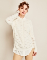 Beige openwork sweater