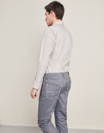 Indigo linen/cotton pants with five pockets