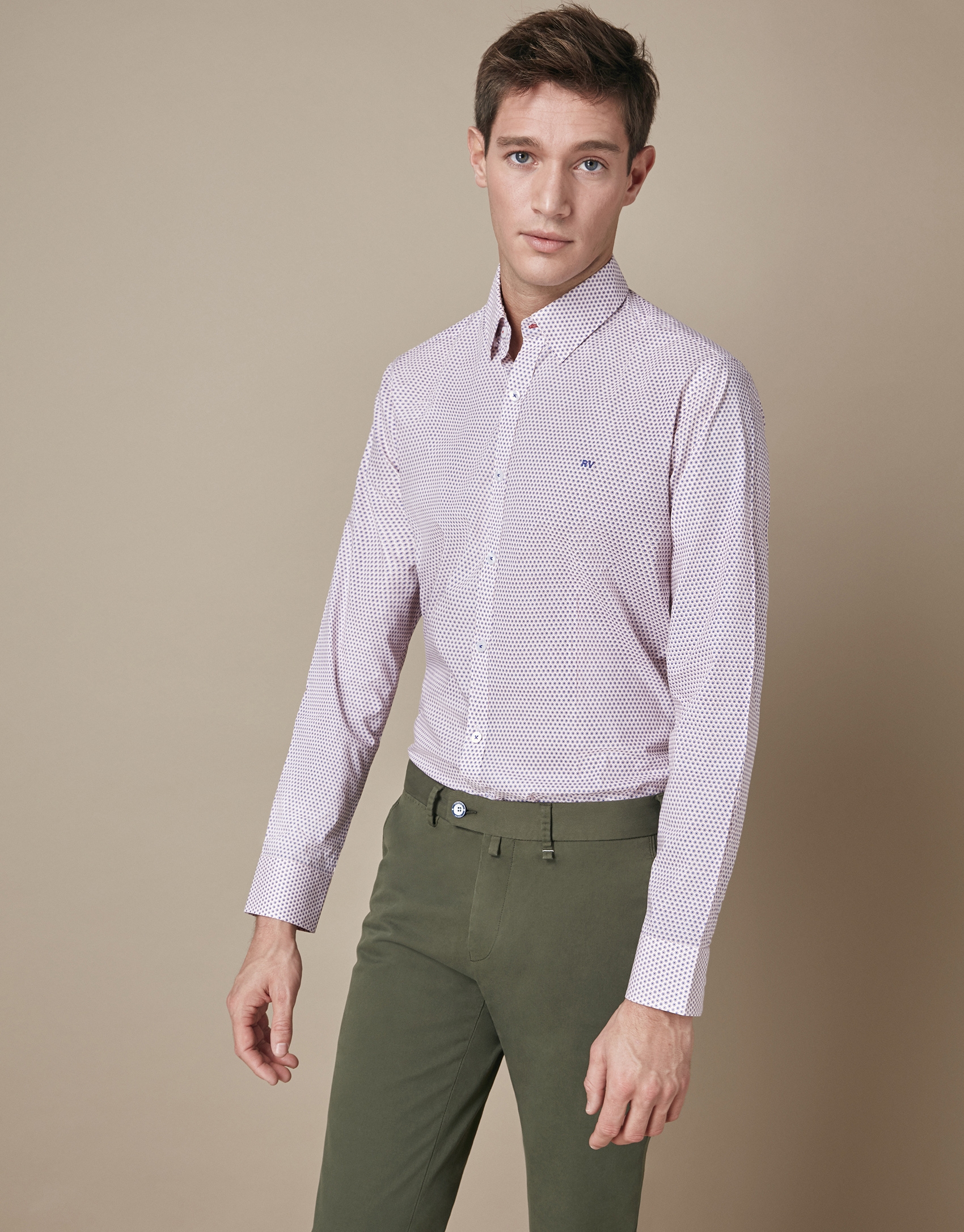 Khaki cotton chinos