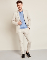 Beige cotton suit pants