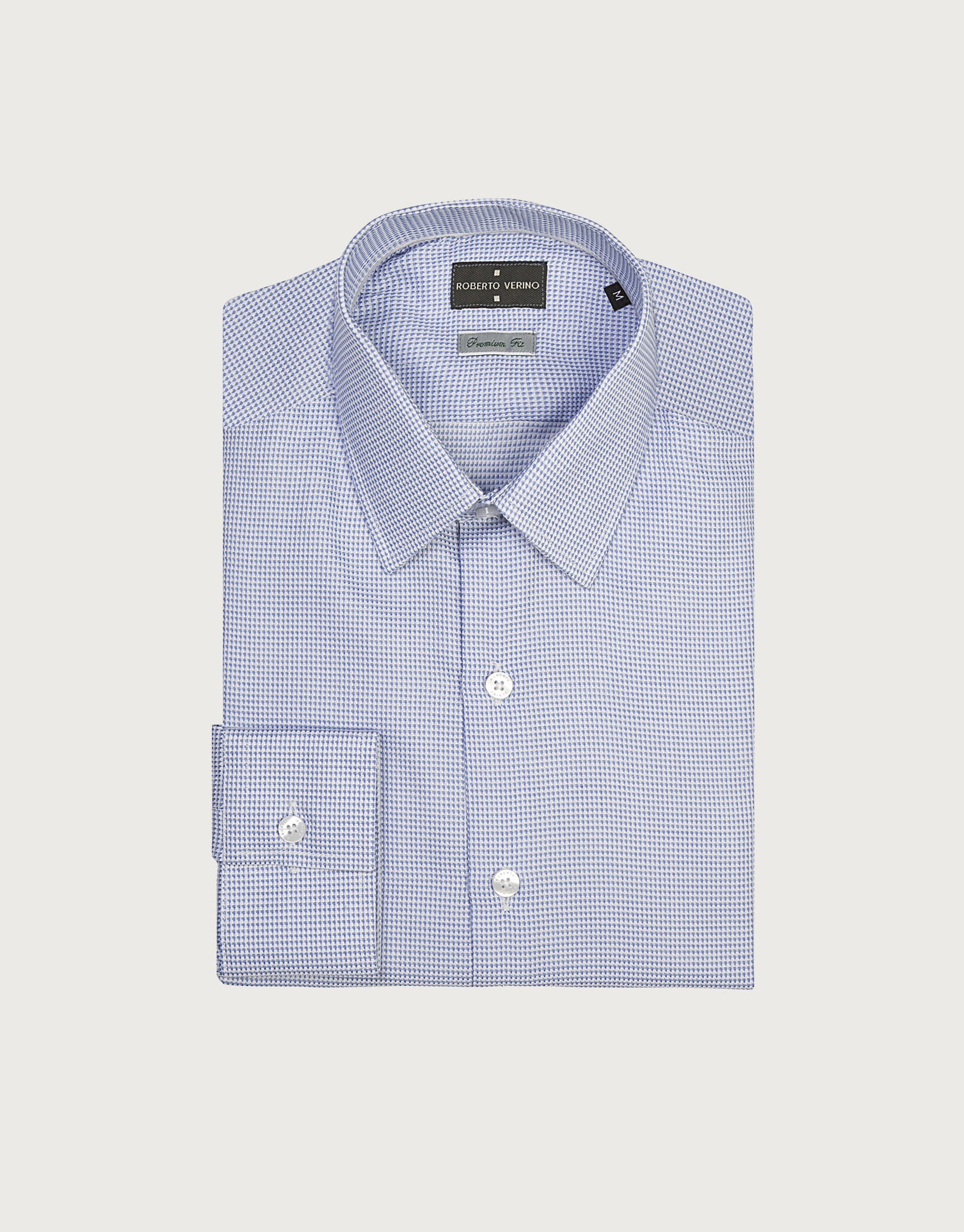 Blue structured cotton dress shirt