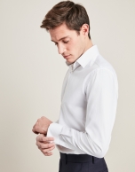 Camisa vestir estructura cuadros blanco