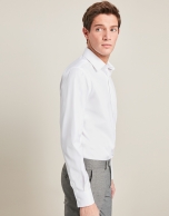 White structured cotton dress shirt