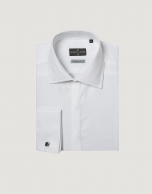 Camisa ceremonia estructura diamante blanca