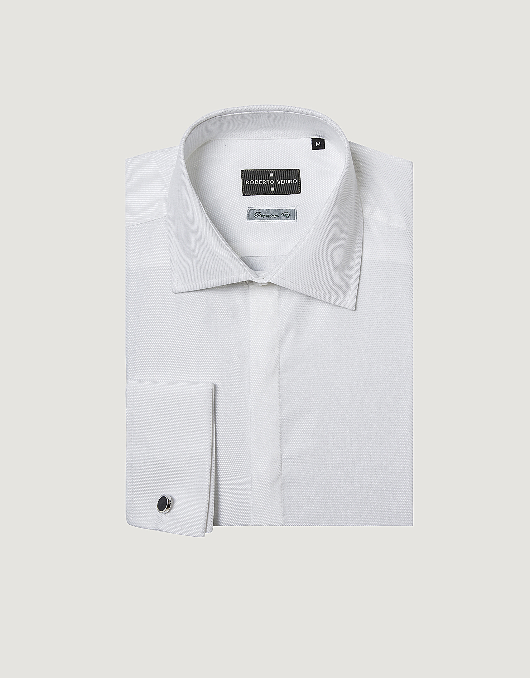 Camisa ceremonia estructura diamante blanca