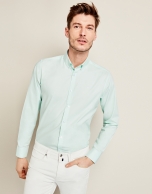 Camisa sport en oxford verde agua