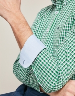 Green/navy blue checkered sport shirt