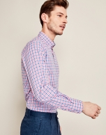 Blue/pink checkered sport shirt