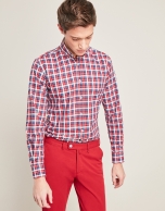 Camisa sport cuadros rojos/azules