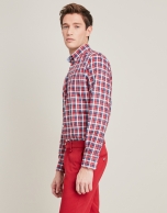 Camisa sport cuadros rojos/azules