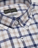 Blue/brown checkered sport shirt