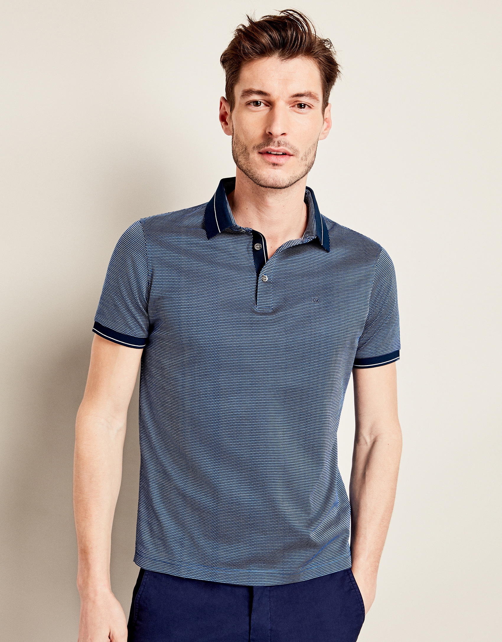 Navy blue jacquard t-shirt