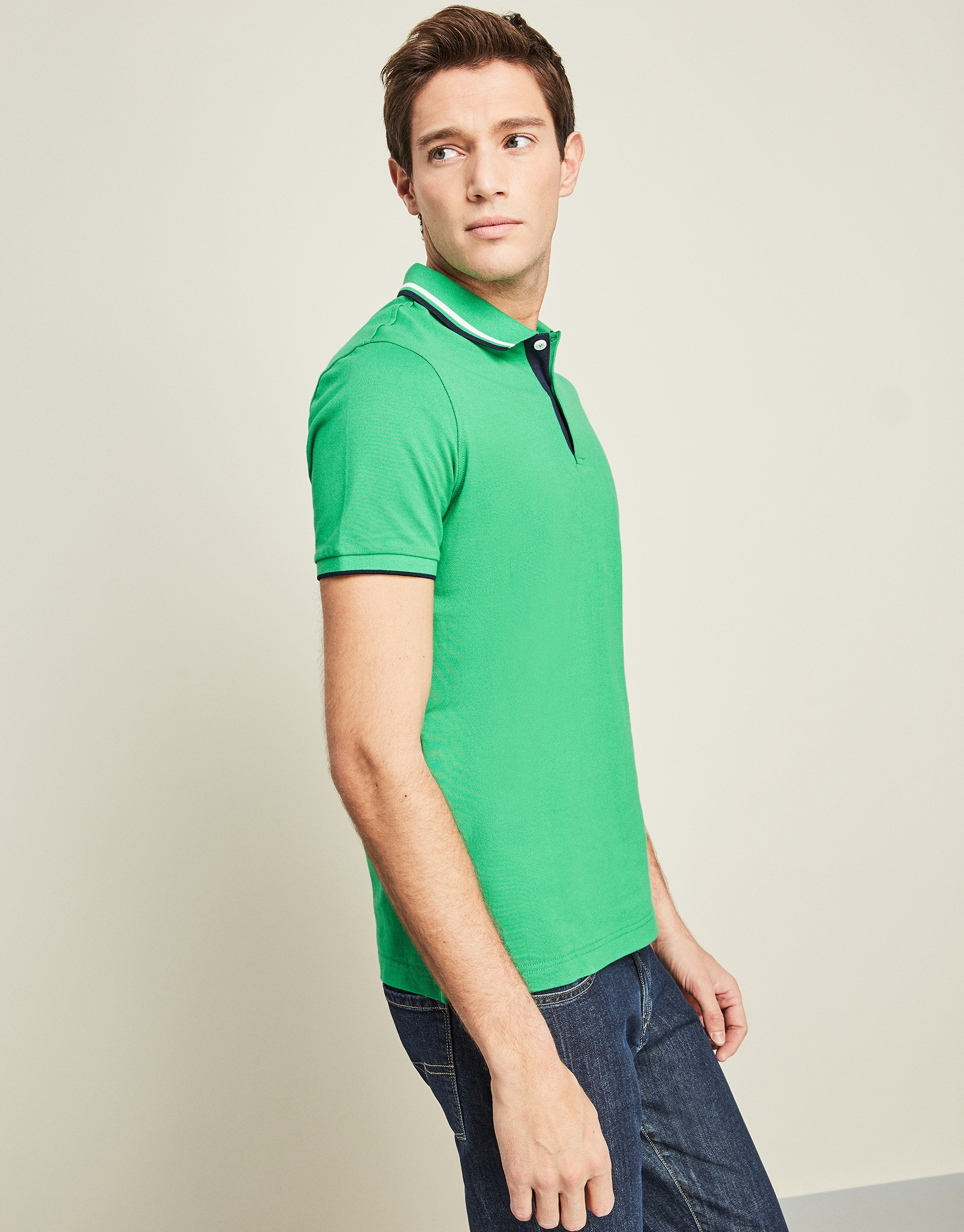 Green and blue piqué t-shirt