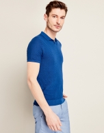 Blue structured tricot t-shirt