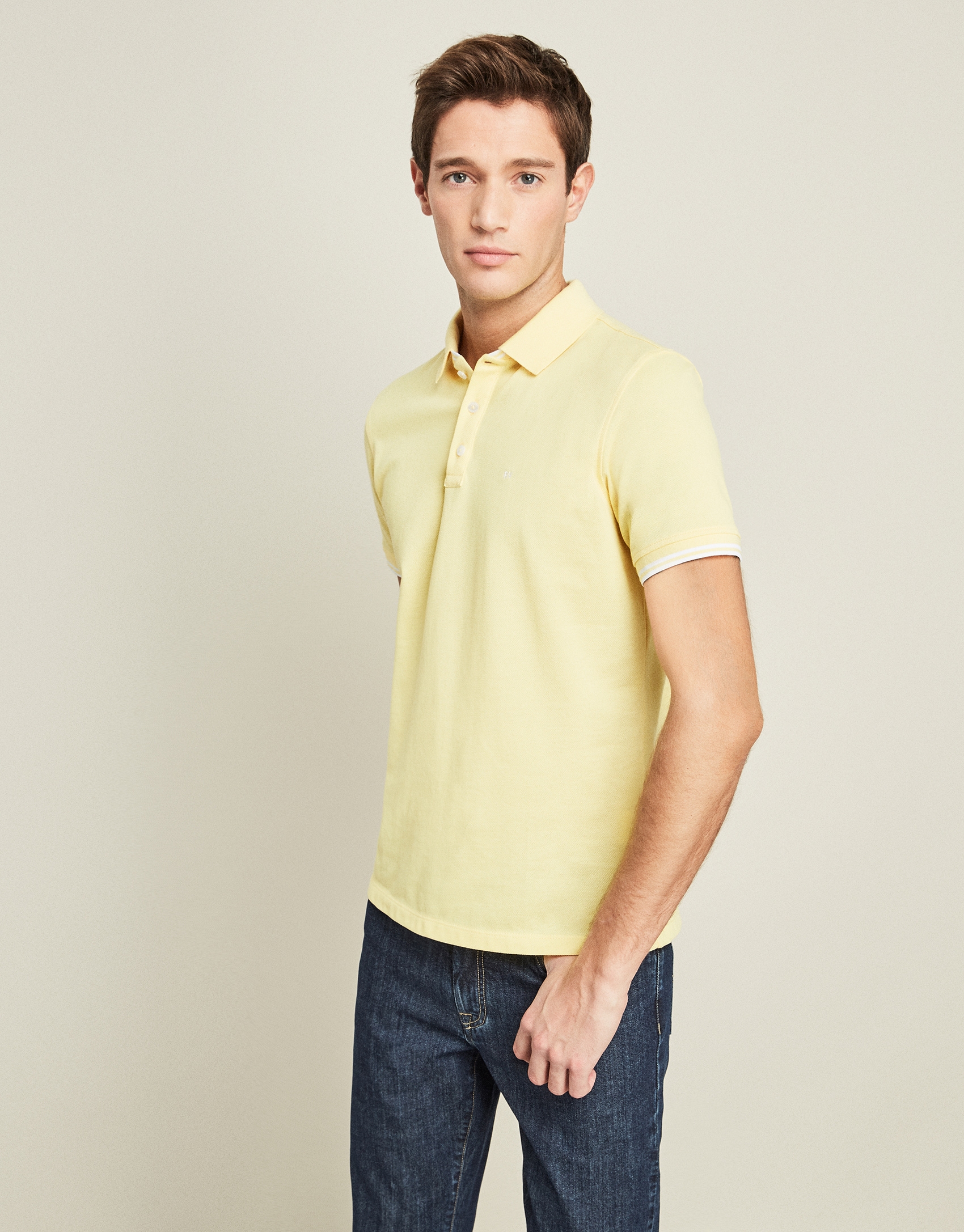 Polo piqué de algodón amarillo