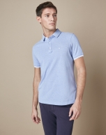 Blue mélange piqué cotton t-shirt