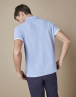 Blue mélange piqué cotton t-shirt