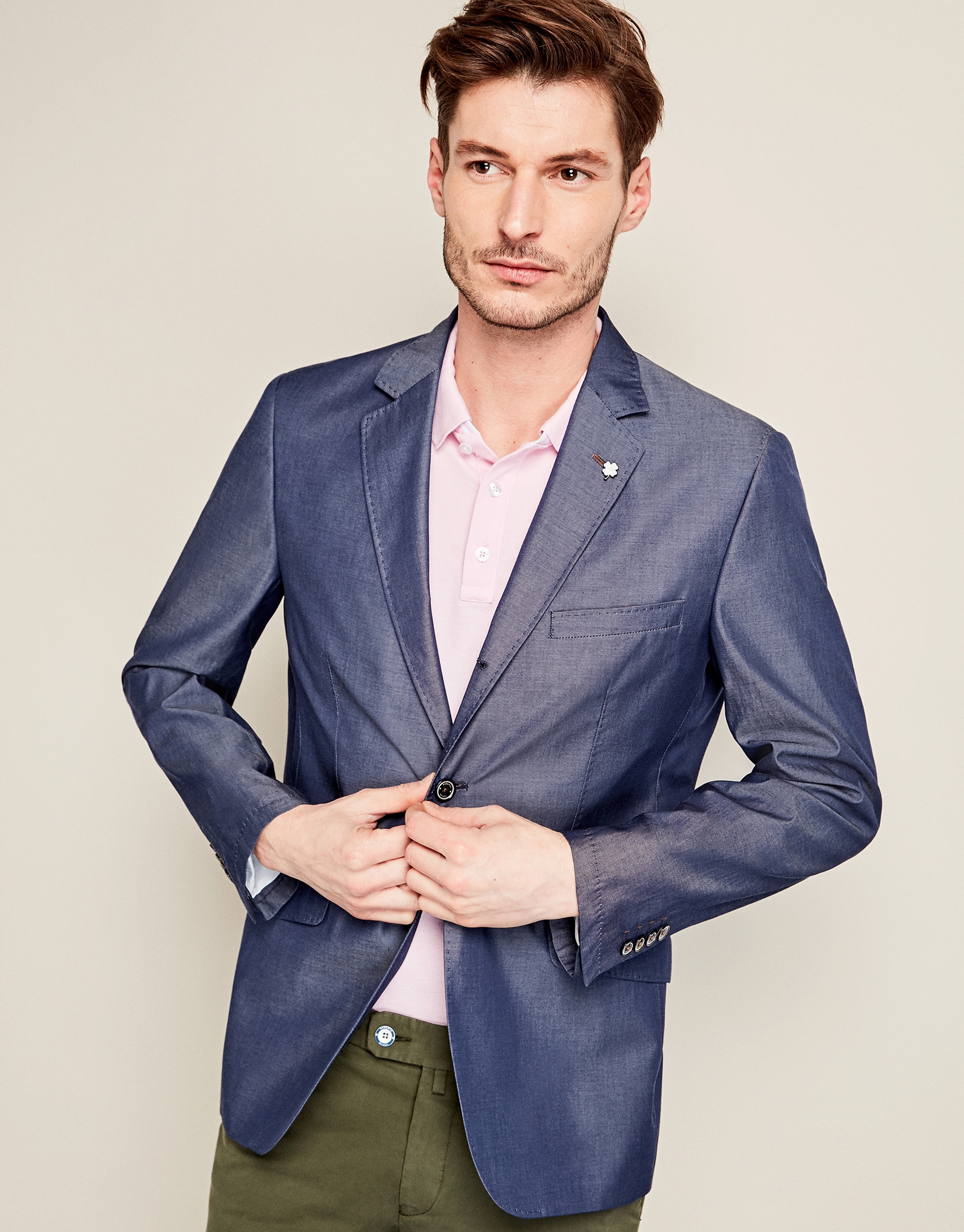 Indigo cotton suit jacket