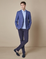 Blue linen/cotton suit jacket