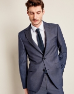 Blue wool micro-print suit