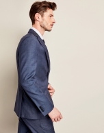 Blue wool micro-print suit