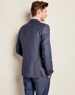 Blue wool micro-print suit