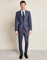 Blue wool micro-print suit