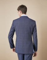 Blue checkered wool suit