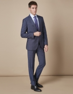 Blue checkered wool suit