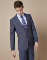 Blue checkered wool suit