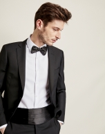 Plain black wool suit