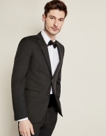 Plain black wool suit