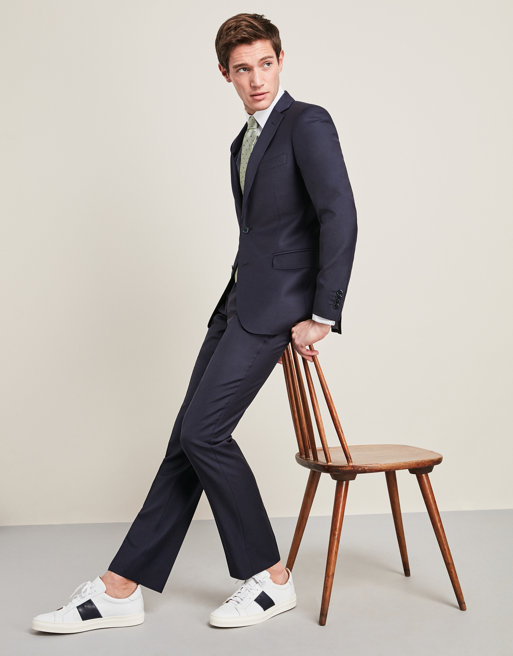 Plain navy blue wool suit