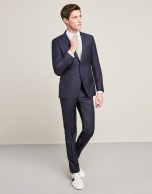 Plain navy blue wool suit