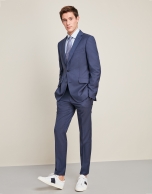 Dark  blue silk, half-canvas wool suit