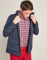 Navy blue parka with four pockets