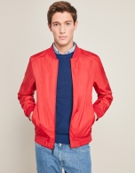 Blue/red reversible bomber jacket